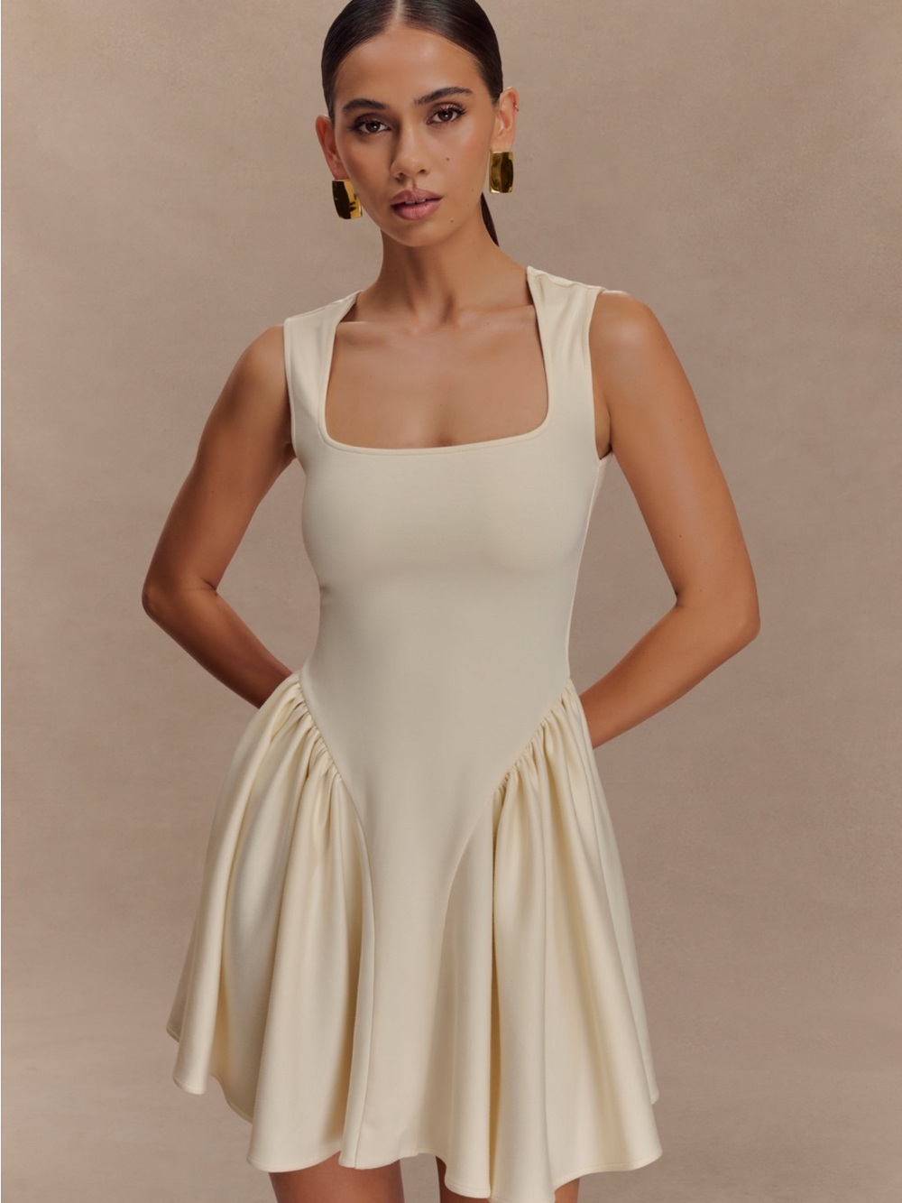 Sharon Scuba Jersey Mini Dress - Ivory